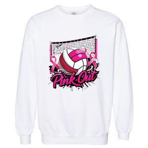 Volleyball Out Breast Cancer Awareness Ribbon Garment-Dyed Sweatshirt