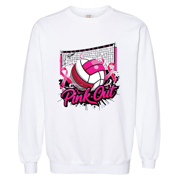 Volleyball Out Breast Cancer Awareness Ribbon Garment-Dyed Sweatshirt