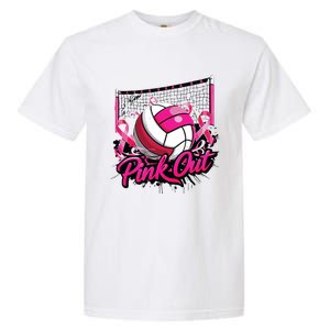 Volleyball Out Breast Cancer Awareness Ribbon Garment-Dyed Heavyweight T-Shirt