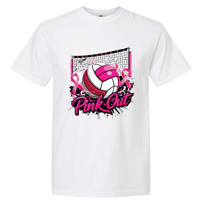 Volleyball Out Breast Cancer Awareness Ribbon Garment-Dyed Heavyweight T-Shirt