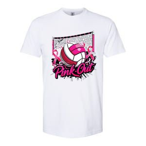 Volleyball Out Breast Cancer Awareness Ribbon Softstyle CVC T-Shirt