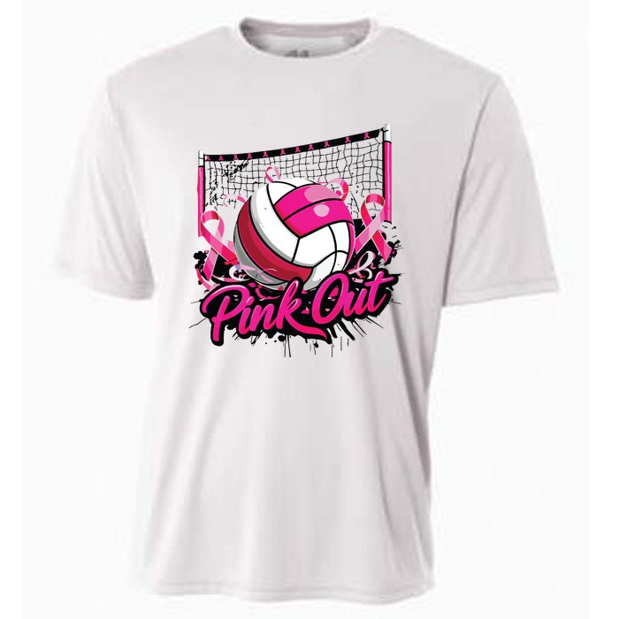 Volleyball Out Breast Cancer Awareness Ribbon Cooling Performance Crew T-Shirt