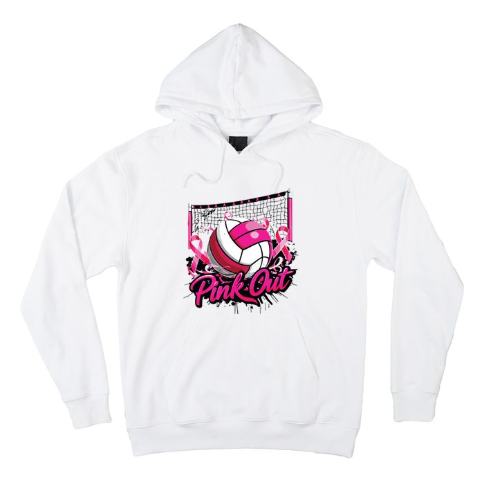 Volleyball Out Breast Cancer Awareness Ribbon Hoodie