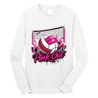 Volleyball Out Breast Cancer Awareness Ribbon Long Sleeve Shirt