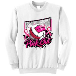 Volleyball Out Breast Cancer Awareness Ribbon Sweatshirt