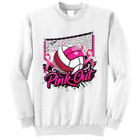 Volleyball Out Breast Cancer Awareness Ribbon Sweatshirt