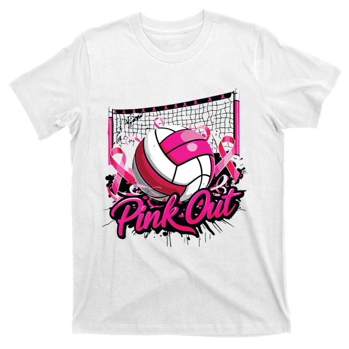 Volleyball Out Breast Cancer Awareness Ribbon T-Shirt