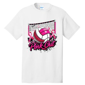 Volleyball Out Breast Cancer Awareness Ribbon Tall T-Shirt