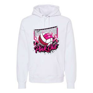 Volleyball Out Breast Cancer Awareness Ribbon Premium Hoodie