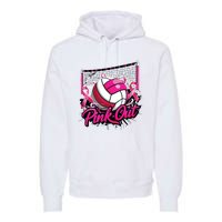 Volleyball Out Breast Cancer Awareness Ribbon Premium Hoodie