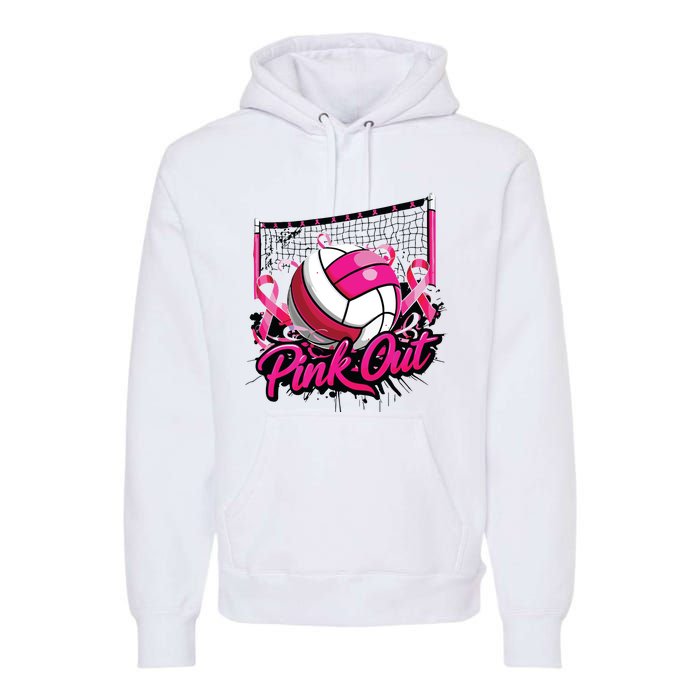 Volleyball Out Breast Cancer Awareness Ribbon Premium Hoodie