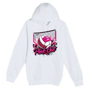 Volleyball Out Breast Cancer Awareness Ribbon Premium Pullover Hoodie