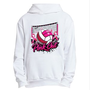 Volleyball Out Breast Cancer Awareness Ribbon Urban Pullover Hoodie