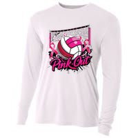 Volleyball Out Breast Cancer Awareness Ribbon Cooling Performance Long Sleeve Crew