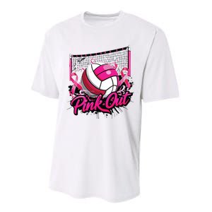 Volleyball Out Breast Cancer Awareness Ribbon Performance Sprint T-Shirt