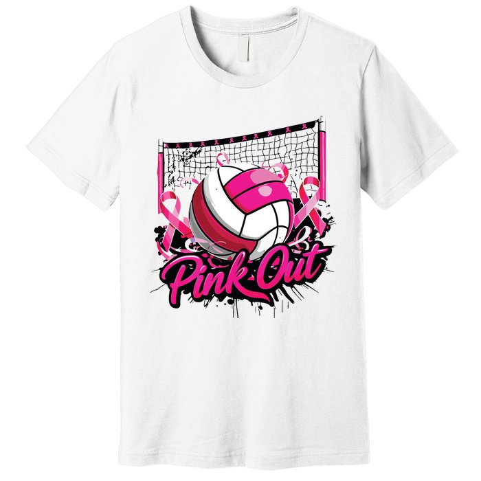 Volleyball Out Breast Cancer Awareness Ribbon Premium T-Shirt