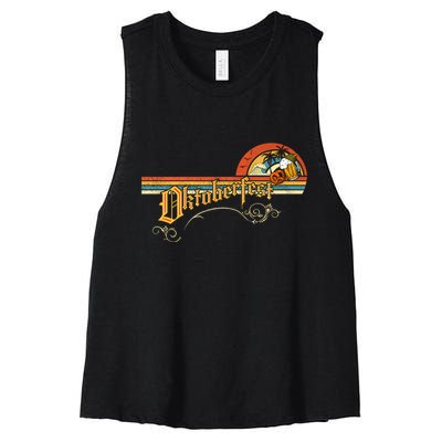 Vintage Oktoberfest Beer Drinking Party Oktoberfest Party Women's Racerback Cropped Tank