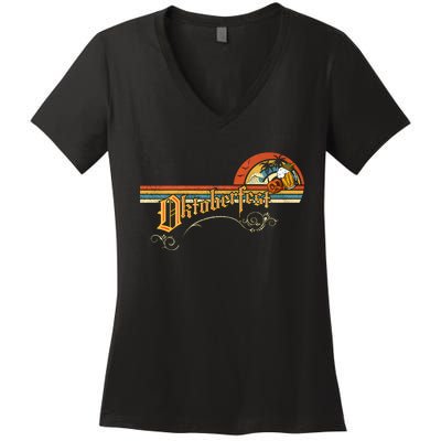 Vintage Oktoberfest Beer Drinking Party Oktoberfest Party Women's V-Neck T-Shirt