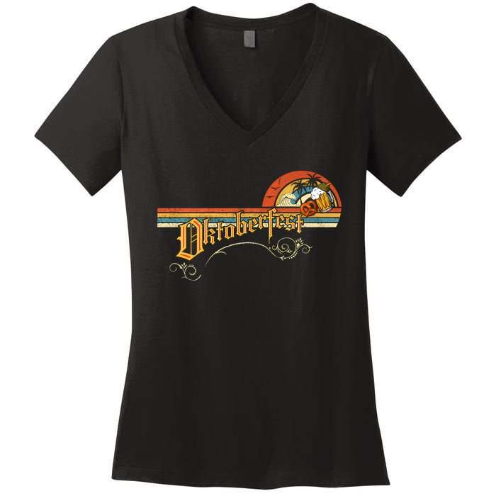 Vintage Oktoberfest Beer Drinking Party Oktoberfest Party Women's V-Neck T-Shirt