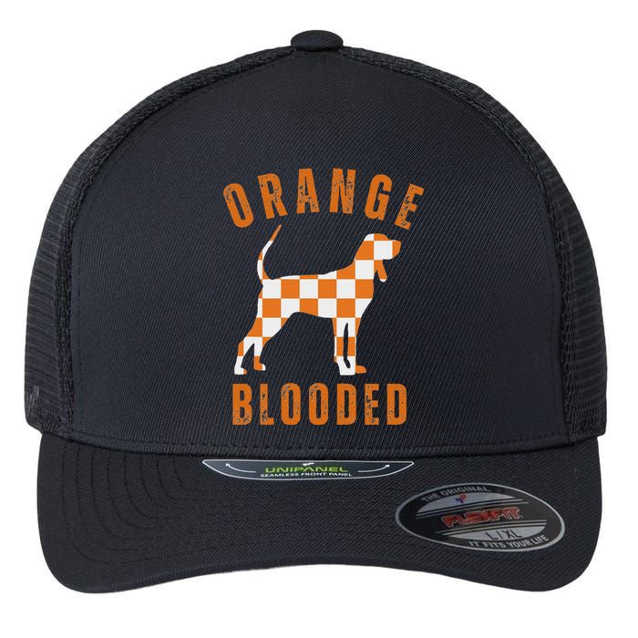 Vintage Orange Blooded Tennessee Dog Lover Tn Outfit Flexfit Unipanel Trucker Cap