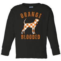 Vintage Orange Blooded Tennessee Dog Lover Tn Outfit Toddler Long Sleeve Shirt