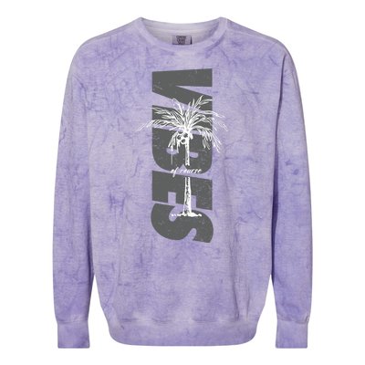 Vibes Of Course Summer Palm Tree Vintage Colorblast Crewneck Sweatshirt