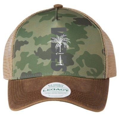 Vibes Of Course Summer Palm Tree Vintage Legacy Tie Dye Trucker Hat