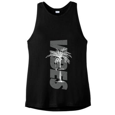Vibes Of Course Summer Palm Tree Vintage Ladies PosiCharge Tri-Blend Wicking Tank