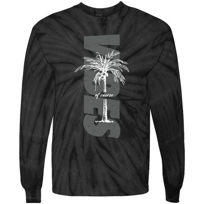 Vibes Of Course Summer Palm Tree Vintage Tie-Dye Long Sleeve Shirt