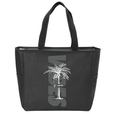 Vibes Of Course Summer Palm Tree Vintage Zip Tote Bag