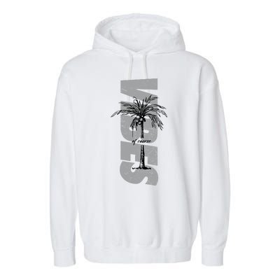 Vibes Of Course Summer Palm Tree Vintage Garment-Dyed Fleece Hoodie