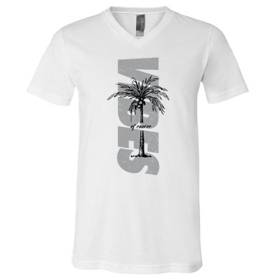 Vibes Of Course Summer Palm Tree Vintage V-Neck T-Shirt