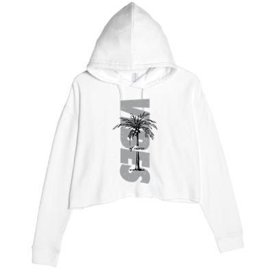 Vibes Of Course Summer Palm Tree Vintage Crop Fleece Hoodie