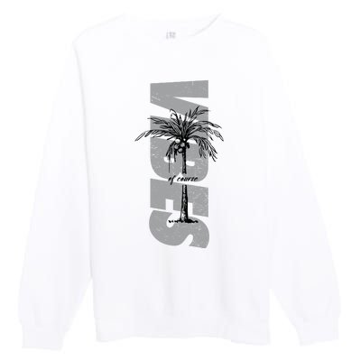 Vibes Of Course Summer Palm Tree Vintage Premium Crewneck Sweatshirt