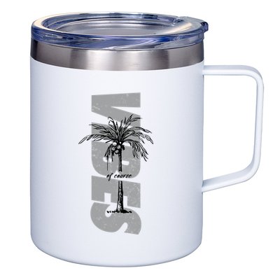 Vibes Of Course Summer Palm Tree Vintage 12oz Stainless Steel Coffee Mug
