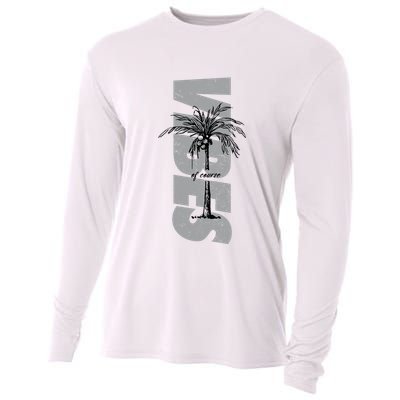 Vibes Of Course Summer Palm Tree Vintage Cooling Performance Long Sleeve Crew