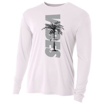 Vibes Of Course Summer Palm Tree Vintage Cooling Performance Long Sleeve Crew