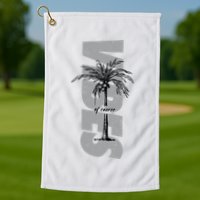 Vibes Of Course Summer Palm Tree Vintage Golf Towel