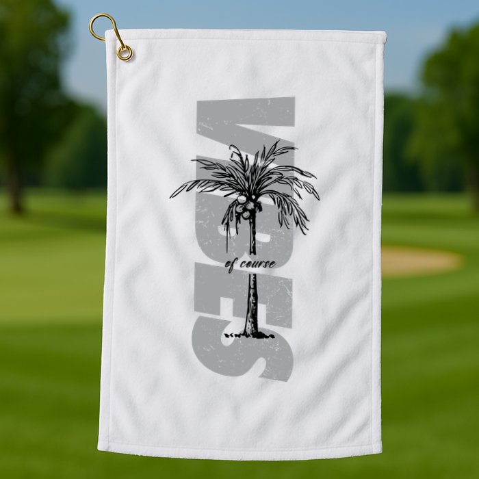 Vibes Of Course Summer Palm Tree Vintage Golf Towel