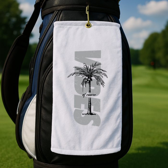 Vibes Of Course Summer Palm Tree Vintage Golf Towel
