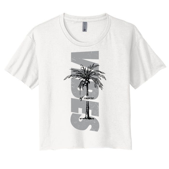 Vibes Of Course Summer Palm Tree Vintage Women's Crop Top Tee