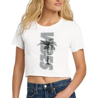 Vibes Of Course Summer Palm Tree Vintage Crop Top