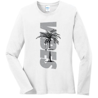 Vibes Of Course Summer Palm Tree Vintage Ladies Long Sleeve Shirt
