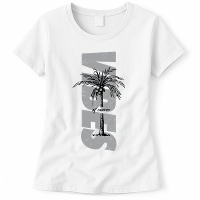Vibes Of Course Summer Palm Tree Vintage Womens T-Shirt