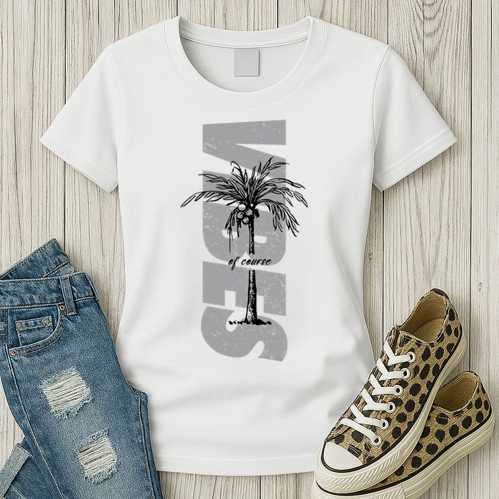 Vibes Of Course Summer Palm Tree Vintage Womens T-Shirt