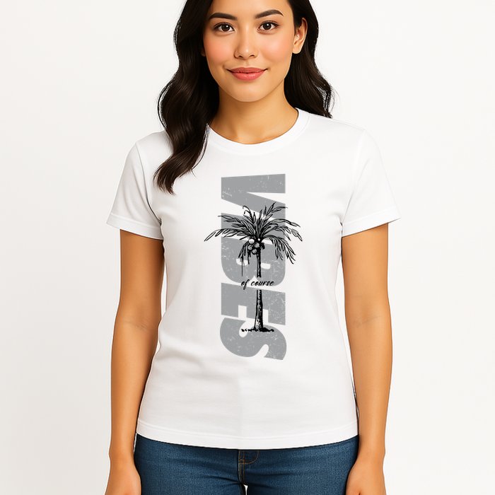 Vibes Of Course Summer Palm Tree Vintage Womens T-Shirt