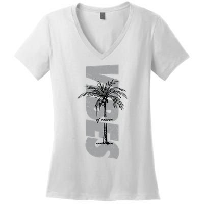 Vibes Of Course Summer Palm Tree Vintage Women's V-Neck T-Shirt