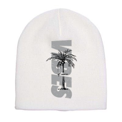 Vibes Of Course Summer Palm Tree Vintage Short Acrylic Beanie