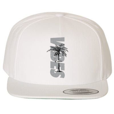 Vibes Of Course Summer Palm Tree Vintage Wool Snapback Cap