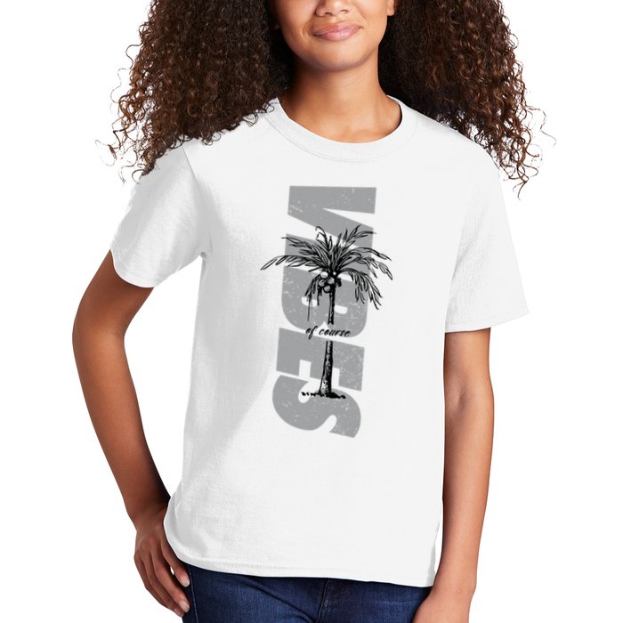 Vibes Of Course Summer Palm Tree Vintage Kids T-Shirt